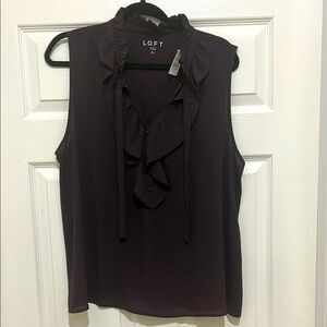 NWT LOFT Elegant Purple Ruffled Sleeveless Top